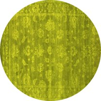 Ahgly Company Machine Washable Indoor Round Persian Yellow Bohemian Area Rugs, 7' Round