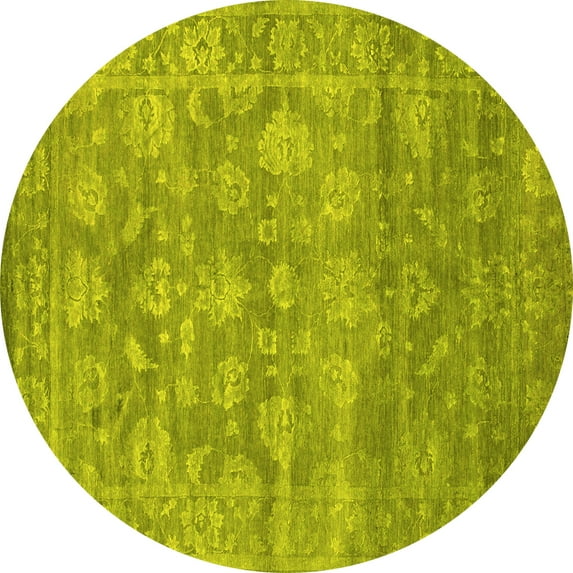 Ahgly Company Machine Washable Indoor Round Persian Yellow Bohemian Area Rugs, 7' Round