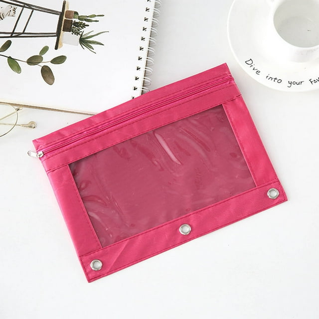 PALIFEUR Organization and Storage Three-hole Pencil Case Zipper Transparent Document Storage Bag Detachable Folder Large Capacity Pencil Case