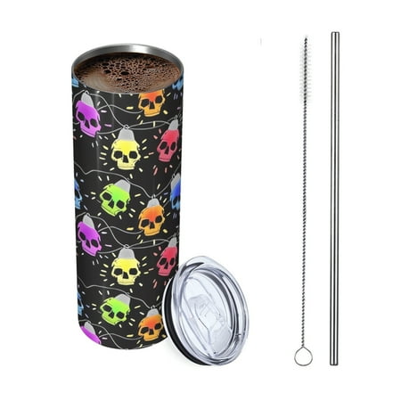 

LEZMORE Halloween 20 oz Tumbler Insulated Water Bottle with Straw Flip Straw Tumbler Travel Mug Cup with Tube Brush for Women & Men
