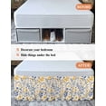 thumbnail image 7 of Garden Flora Illustrations Wrap Around Bed Skirts for Queen Bed 18" Drop, Bed Skirt with Adjustable Elastic Belt Dust Ruffle Bed Valance for Bedroom Hotel Luxury Blue Yellow Flowers Bed Frame Cover, 7 of 7