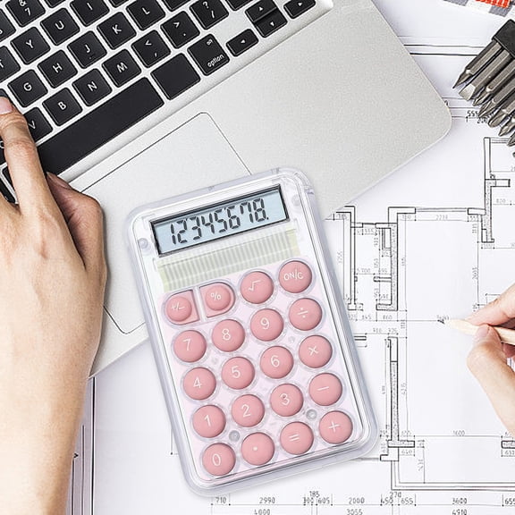 YIMWNYI Transparent Calculator, 8 Digit Mini Desktop Calculator with Big Buttons, Compact ABS Plastic Pocket Calculator, Energy Saving and Portable for Business and Office Use