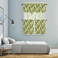 thumbnail image 6 of Yellow Floral Kitchen Curtains Valances and Tiers Set of 3 Flower Green Leaves Tier Curtains and Valance with Rod Pocket for Small Windows, 27.5"x36", 6 of 9