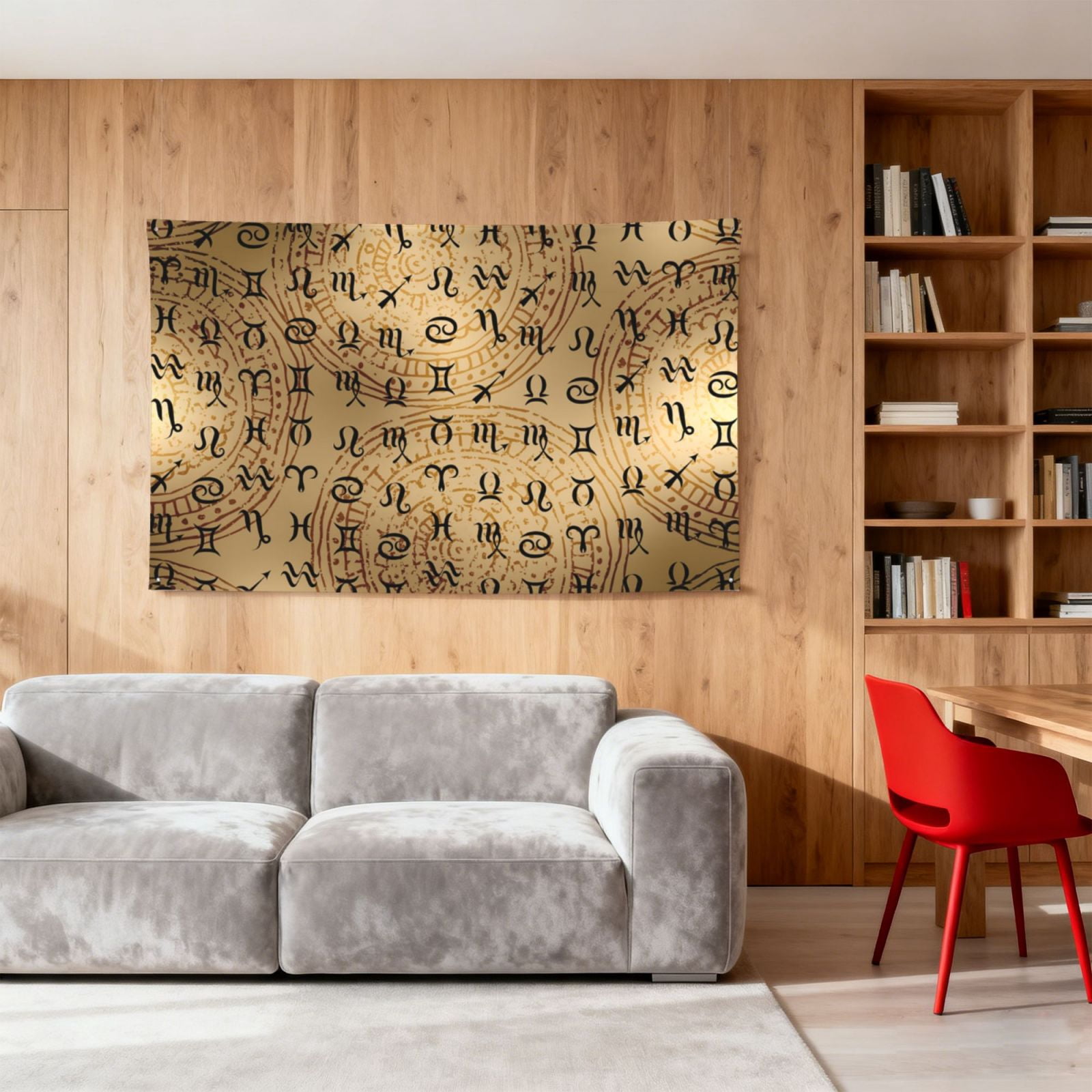 Signs Of Zodiac On Ethnic Four Hole Decorated Banner Flag for Garden Yard Home Decoration Indoor Outdoor 4x6 Ft