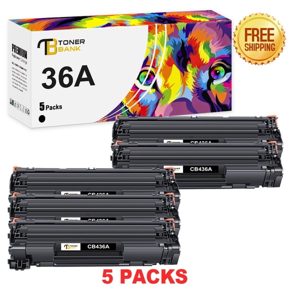 Toner Bank 5-Pack Compatible Toner Cartridge Replacement for HP CB436A LaserJet P1505 1505n M1522nf-MFP M1522n-MFP M1120-MFP M1120n-MFP Black
