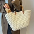 thumbnail image 2 of Kukuzhu Summer Beach Bag for Women Bamboo Handle Handbag Purse Soft Woven Tote Bag Handmade Beach Purse for Vacation, 2 of 6