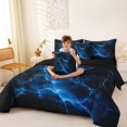 thumbnail image 4 of Homewish Blue Lightning 7-Piece Twin Bedding,Aesthetic Geometric Bedding Comforter Set,Black Reversible, 4 of 8