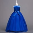 thumbnail image 6 of Girls Dress Floral Embroidered Lace Sleeveless Tulle Wedding Bridesmaid Birthday Formal Party Long Tutu Dresses Kids Princess Evening Prom Ball Gown Blue 7-8Years, 6 of 7