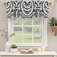 thumbnail image 2 of 2 Pack Abstract Ethnic Valance for Window Boho Geometric Trible Black Floral Texture Kitchen Valance Rod Pocket Short Curtain Topper Decorative Window Treatment for Living Room Bedroom 42"x12", 2 of 9