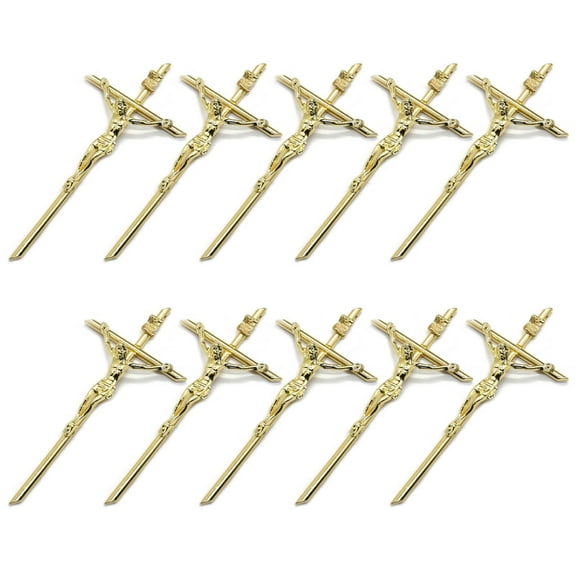 10pcs Gold Crucifix Wall Blessing Sacred Handheld Metal Catholic Wall Decoration for Church Baptism Gift