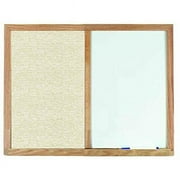 Aarco Products FCO3648H Oak Frame Combination Beige Fabric Tack Board - 36 H x 48 W in.