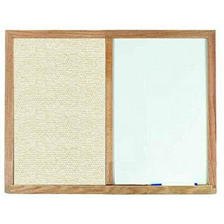 Aarco Products FCO3648H Oak Frame Combination Beige Fabric Tack Board - 36 H x 48 W in.