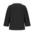thumbnail image 5 of MIUOWANP Women Half Sleeves Casual Shirts Women's Fashion Summer V Neck Leisure Three-quarter Sleeve Solid Tops Black S, 5 of 5