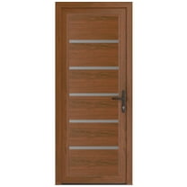 Front Exterior Prehung Metal-Plastic Door | Manux 8415 Walnut | Office Commercial and Residential Doors Entrance Patio Garage W30x80 Left-hand