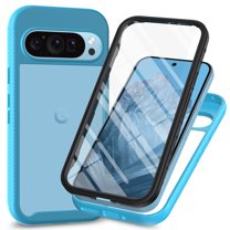 ELEHOLD Clear Case for Google Pixel 9 Pro XL, Built-in Screen Protector Protective Front Case Rugged Clear Back Shockproof Scratch-Resistant Non-Yellowing Case for Google Pixel 9 Pro XL,Blue