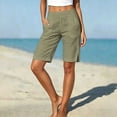 thumbnail image 5 of ByworldtasicNo Boundaries Bermuda Shorts for Women Knee Length High Waisted Side Split Elastic Waist Casual Long Shorts, 5 of 8