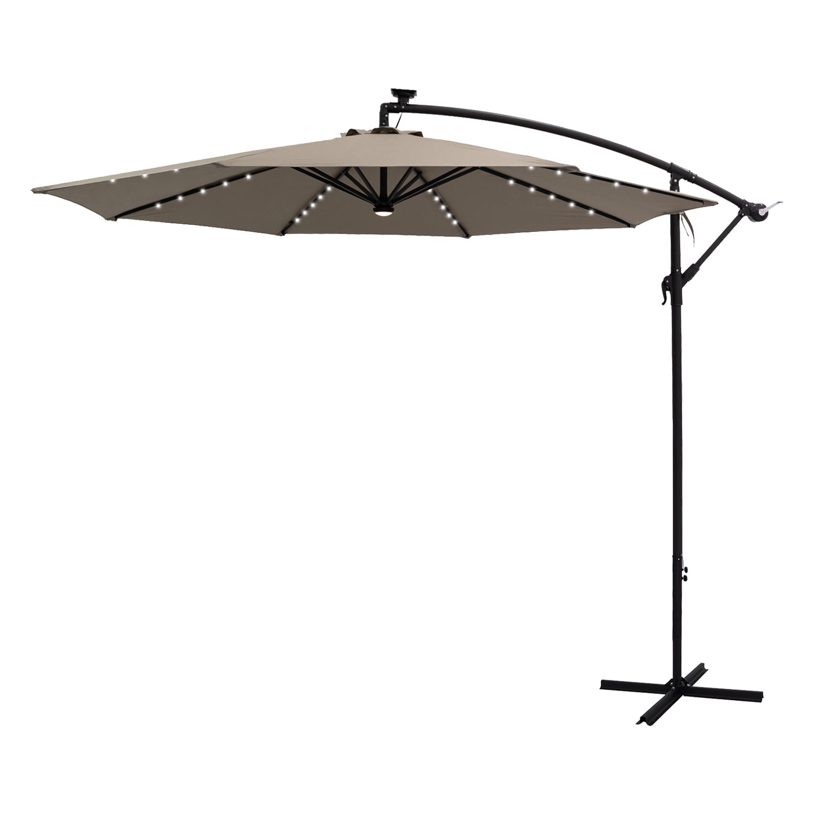 FLAME&SHADE 10 ft Cantilever Offset Solar Powered Outdoor Patio