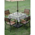 thumbnail image 3 of Green Purple Boho Outdoor Tablecloth - 54x54 Inch Square Dining Table Cover, Vintage Abstract Art Floral Ethnic Tribe Waterproof Outdoor Table Cloth with Umbrella Hole & Zipper for Picnic/Patio/Party, 3 of 7