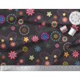 thumbnail image 2 of Soimoi Tissu de Coton Noir Imprimé Clipart Insecte & Floral par la Cour 56 Pouces de Large, 2 of 3