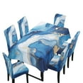 thumbnail image 6 of Xoenoiee Blue Marble Print Tablecloth Chair Cover Set, Washable Table Cloth with Parsons Chair Slipcovers Protective Set of 4 for Home Restaurant Banquet (5 PCS), 6 of 6