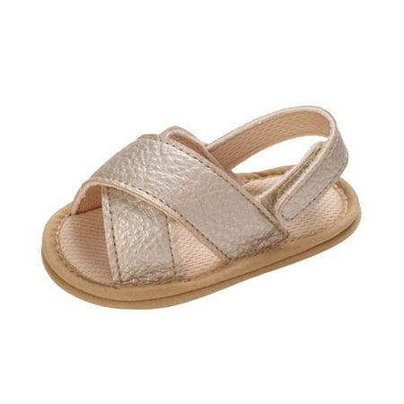 

12-15 Months Baby Girl Boy Sandals Open Toe Flat Summer Sandals First Walker Shoes Toddler Kid Baby Summer Breathable Soft Bottom Casual Non-slip Sandals Gold