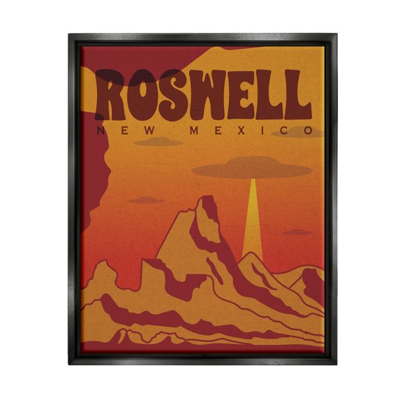 Stupell Industries Roswell New Mexico Desert UFO Travel & Places Painting Black Floater Framed Art Print Wall Art