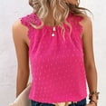 thumbnail image 2 of WREESH Womens Fashion Lace Halter Tank Tops For Summer Round Neck Sleeveless Tops Casual Solid Color Loose Blouse Pullover Hot Pink, 2 of 5