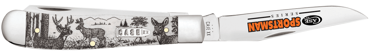 Case Trapper Sportsman Deer Series Pocket Knife 3.27" Clip/Spey Tru-Sharp Stainless Blade Bone Handle Natural