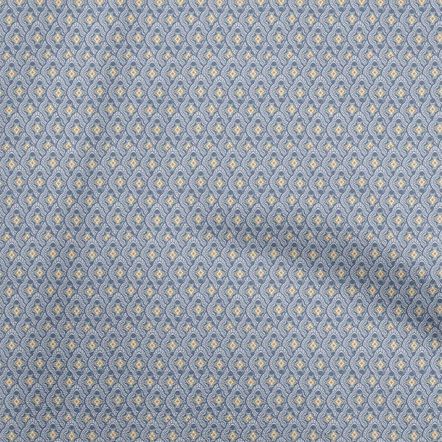 oneOone Polyester Spandex Grayish Blue Fabric Asian Block Tile Fabric For Sewing Printed Craft Fabric By The Yard 56 Inch Wide