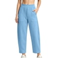 thumbnail image 2 of Inleife Women's High Waisted Barrel Sweatpants with Side Pockets - Wide Leg Ankle Length Joggers, Athletic Style Seam Front Lounge Pants, 2 of 6