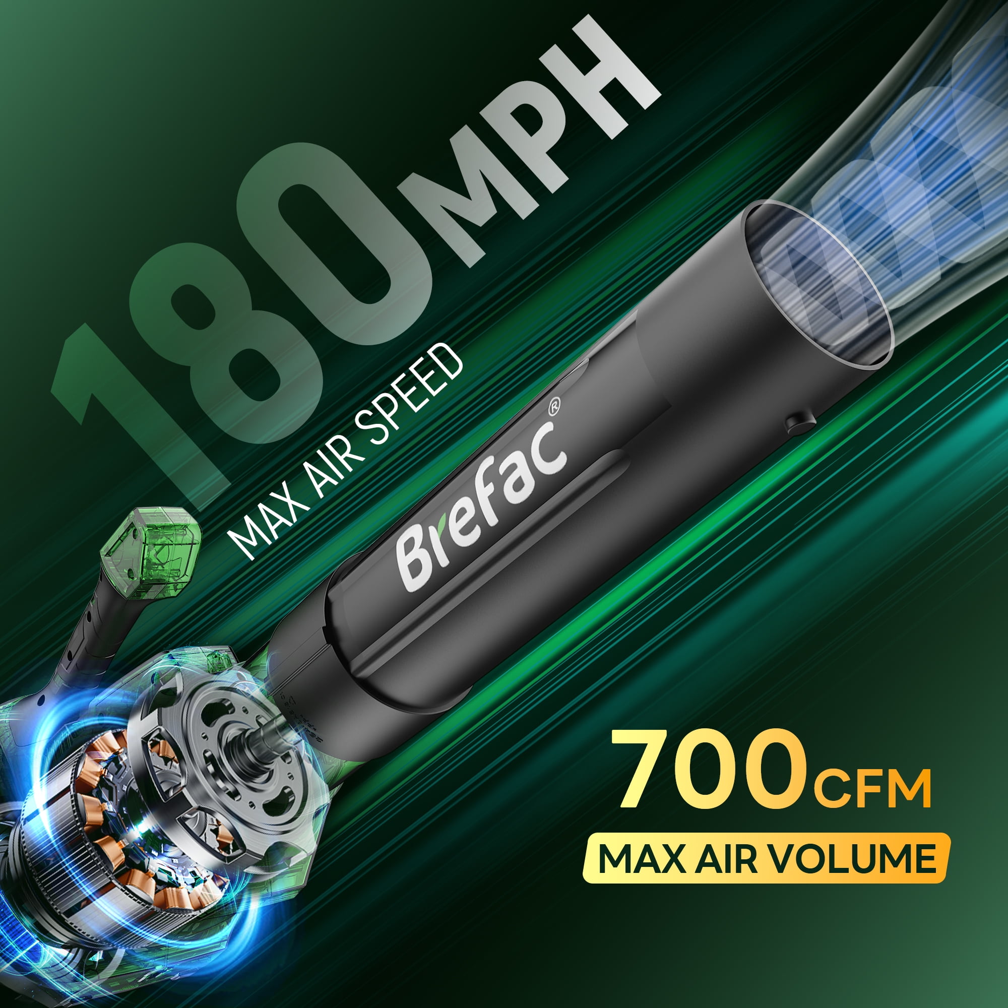40V Leaf Blower 700CFM 180MPH, Brushless Motor with 2 X 4.0Ah Batteries and Fast Charger