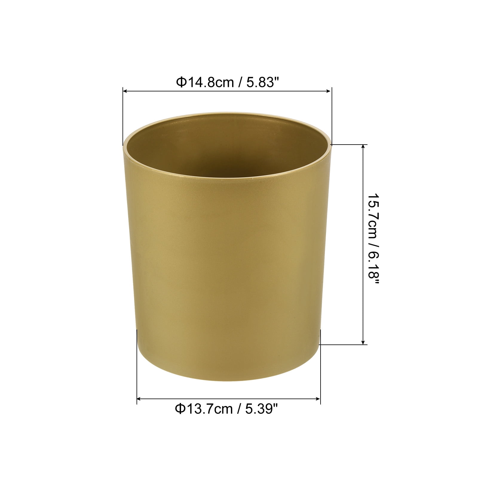 Uxcell 6" Round Plastic Planter Flowerpot Container Indoor Outdoor, Gold 4 Pack