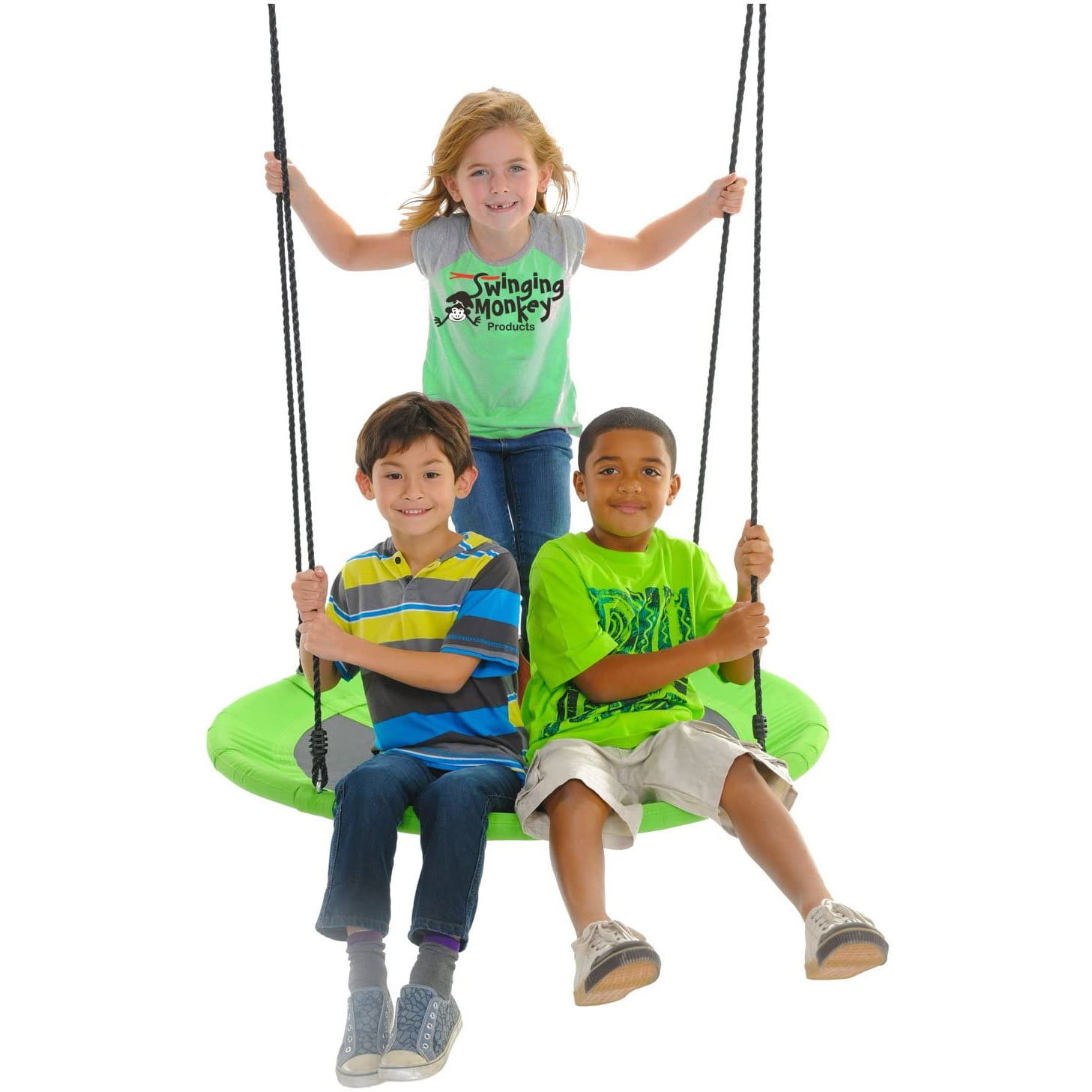 Swinging Monkey Giant 40 Inch Web Fabric Outdoor Family Play Saucer Swing,  Green