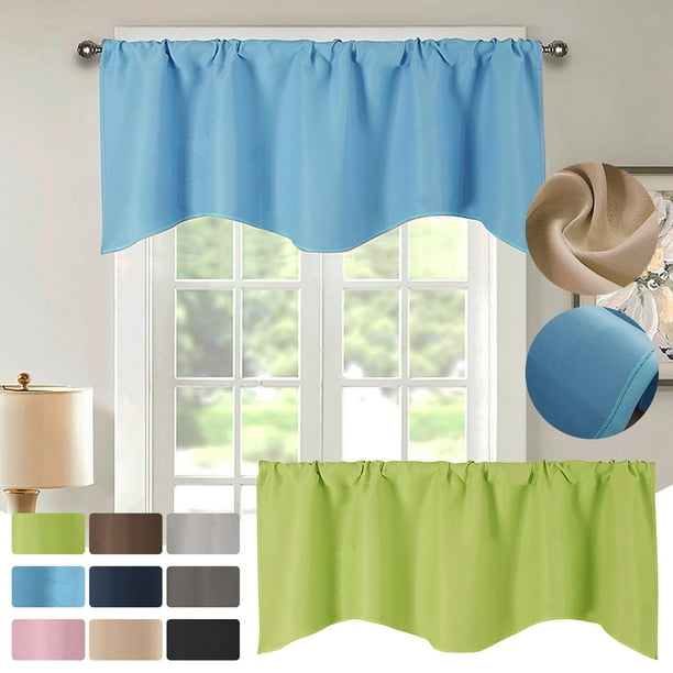 Cortinas de valance extra anchas y cortas - tela de microfibra para ventanas de cocina, salón y baño