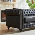 thumbnail image 5 of Chesterfield Sofa, Retro Style Upholstered Tufted Button Couch 3 Seater with Rolled Arms and Nailhead for Living Room, Bedroom, Office, Apartment,Black, 5 of 8