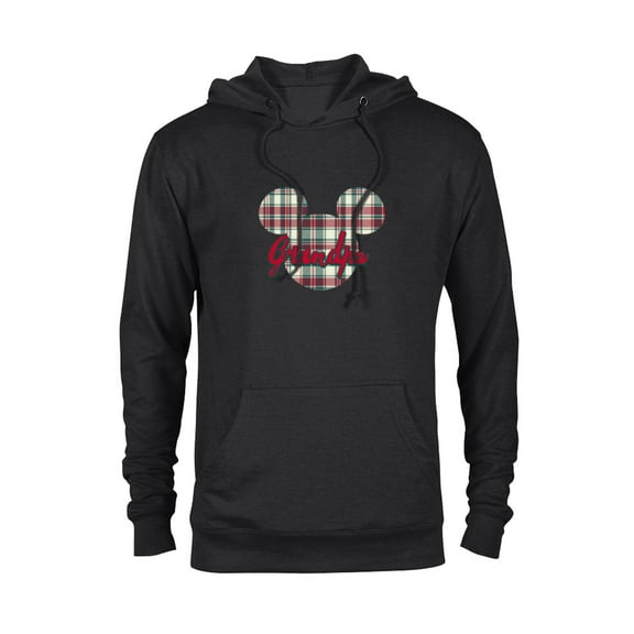 Disney Mickey Mouse Christmas Holiday Plaid for Grandpa - Pullover Hoodie for Adults - Customized-Black