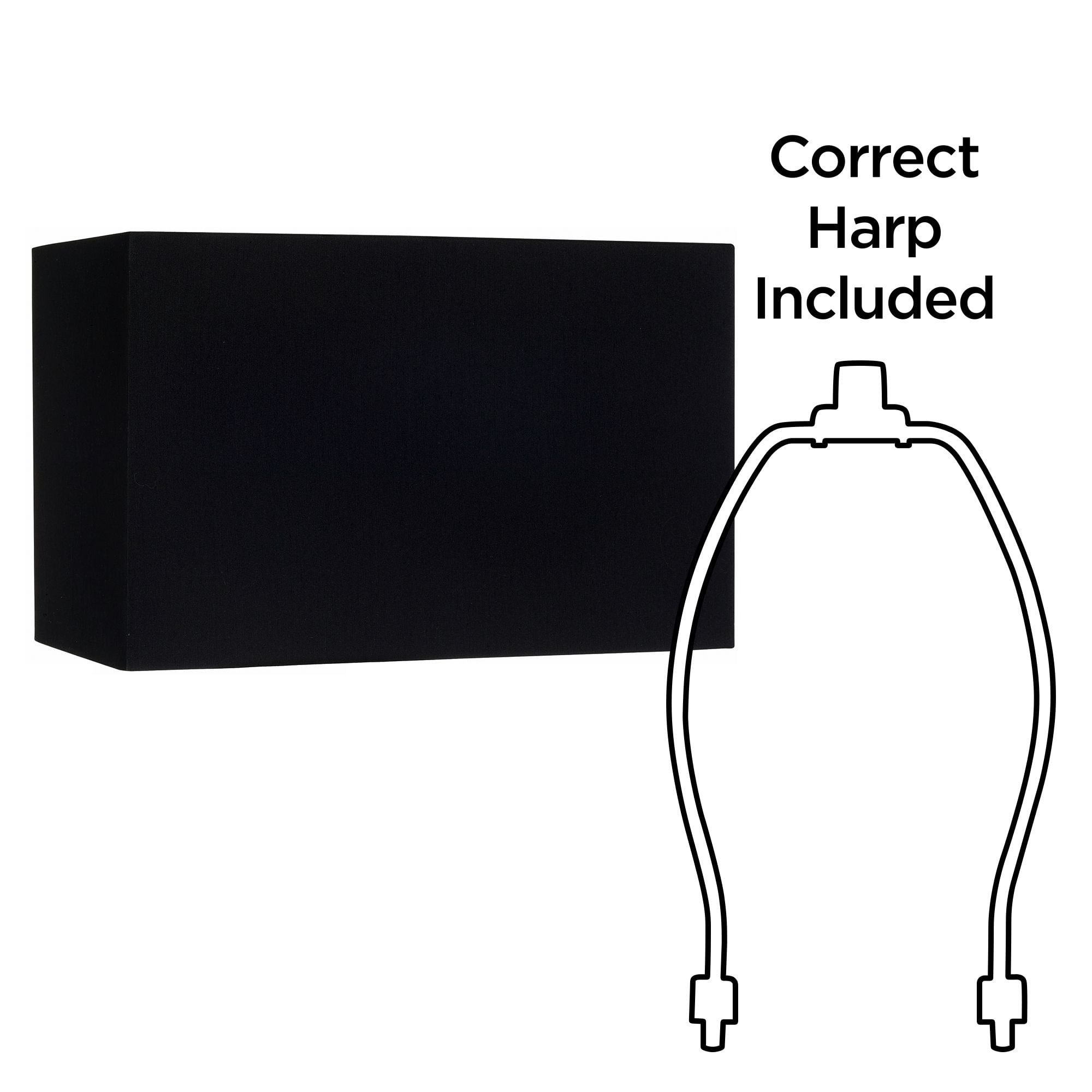 Springcrest Set of 2 Rectangular Lamp Shades Black Medium 16" Wide x 8" Deep x 10" High Spider Replacement Harp and Finial Fitting