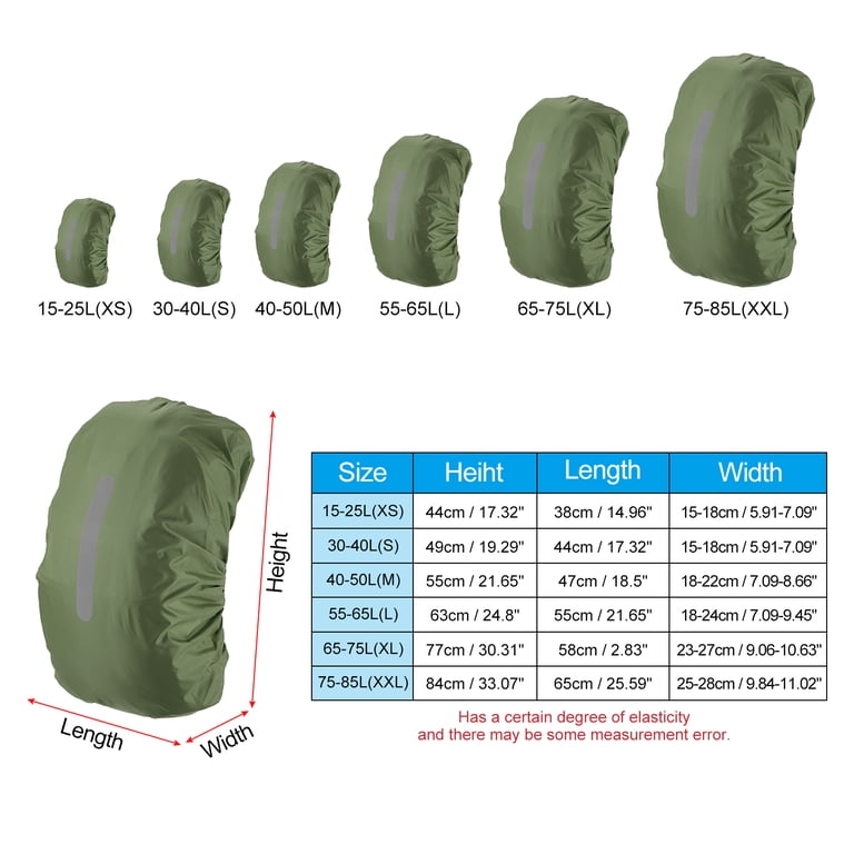 Uxcell 75-85l Waterproof Backpack Rain Cover with Vertical Reflective Strap, Xxl, Olive Uxcell 75-85l Waterproof Backpack Rain Cover with Vertical Reflective Strap, Xxl, Olive