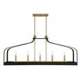 thumbnail image 2 of Sheffield 5-Light Linear Chandelier in Matte Black with Warm Brass Accents, 2 of 6