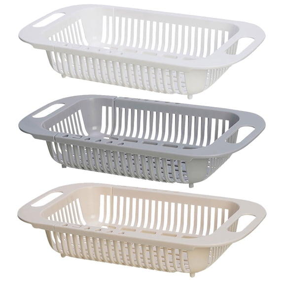 CYLINDSOME 3pcs Over the sink strainer Kitchen Retractable Sink Drain Basket Plastic Dish Rack Sink Filter Basket Fruit Vegetable Basket