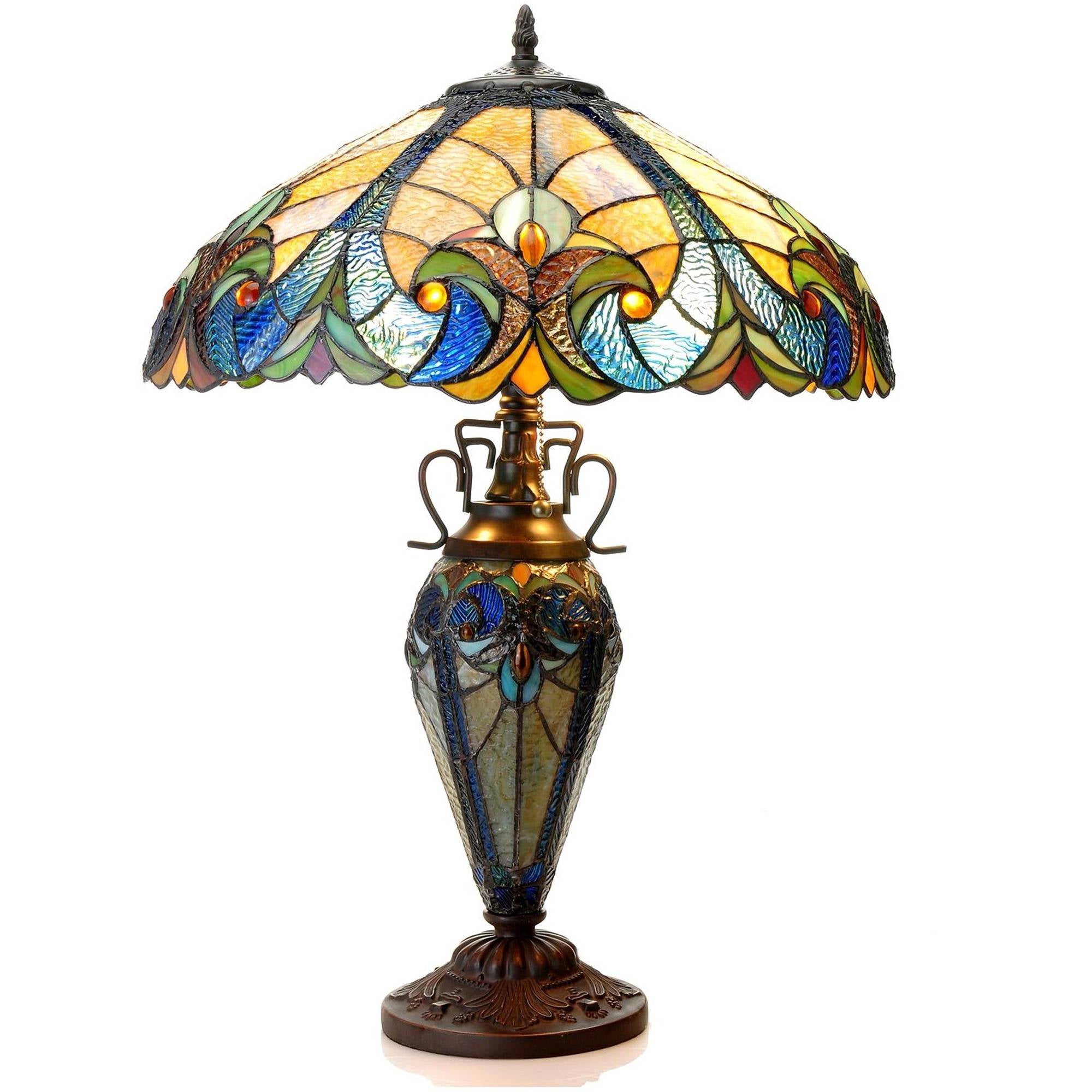 Chloe Lighting Liaison TiffanyStyle 3Light Victorian Double Lit Table