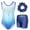 Gradient Blue, variant on Gymnastics Leotards with Shorts Sparkly Biketards Sleeveless Ballet Dancewear Girls 3-12