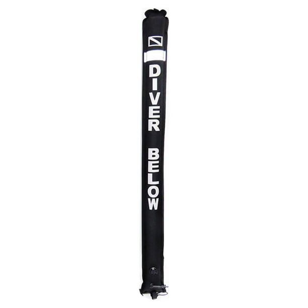 Eigraketly Marcador de superficie de buceo con equipo de salchicha submarino de tubo de señal de boya Deportes acuáticos Negro 1.5 m * 15 cm