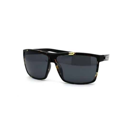 Biohazard Oversize Flat Top 90s Squared Rectangular Mobster Sunglasses Tortoise Black