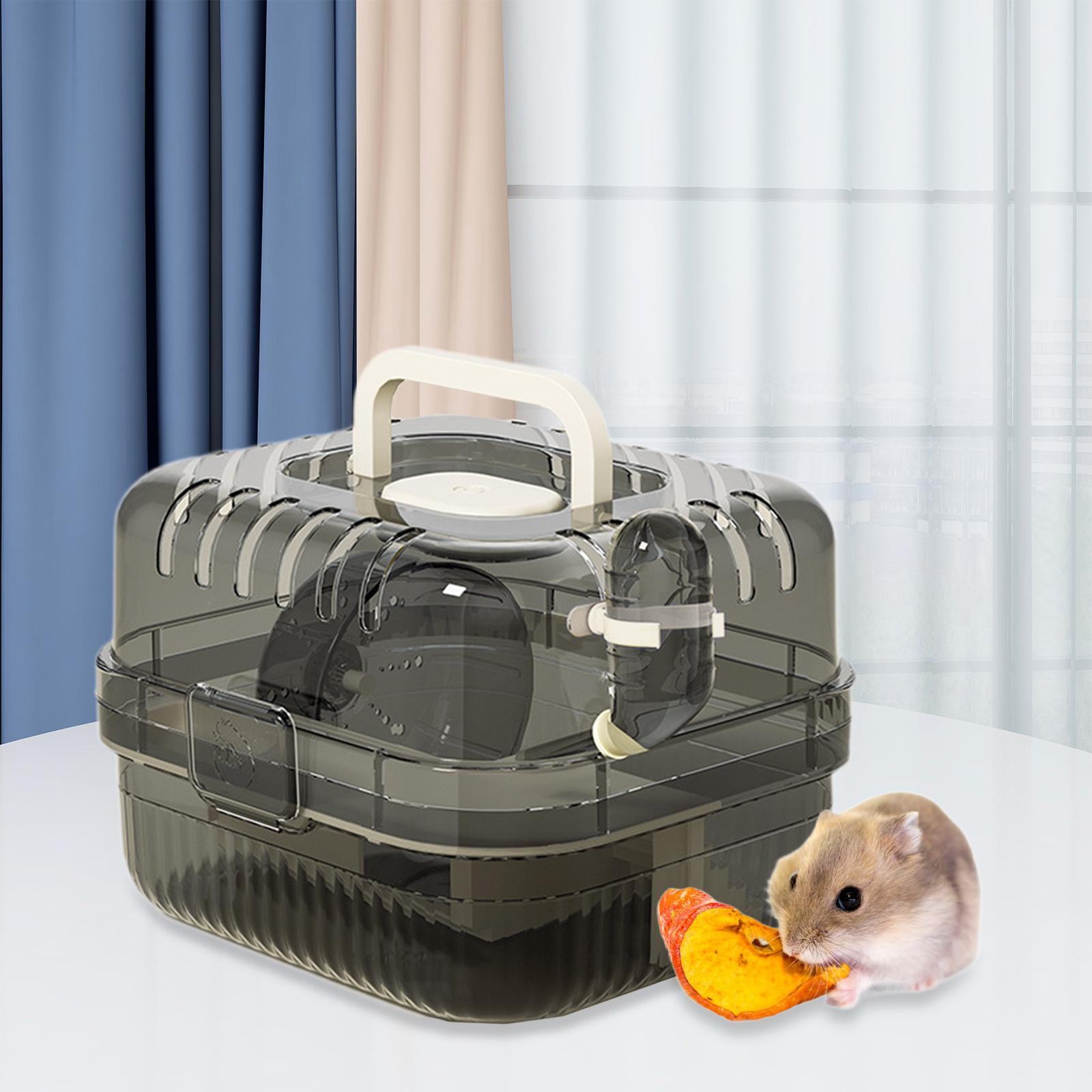 TOOYFUL Hamster Cage Transport Box with Light Handle in The Event of A Small Portable Cage for Pets with Water Bottle for Bunny Mouse White
