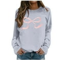 thumbnail image 1 of Round Neck Sweatshirt Women's Cute Bow Pattern Sweatshirt Long Sleeved Pullover Sweater Bow Sweater Top, 1 of 5