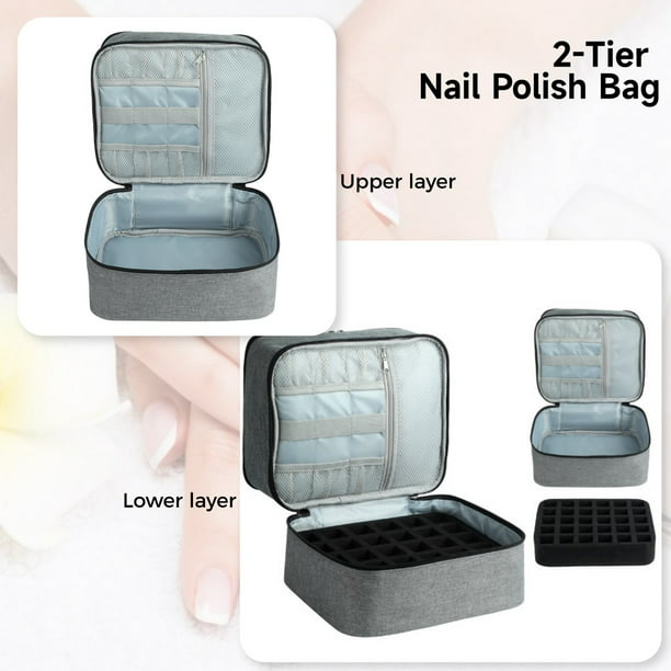 Nail Polish Bag, 2-Tier Nail Polish Nail Lamp Storage Bag, 30 Bottles Nail  Polish Organizer Case, Portable Travel Nail Polish Case for Manicure Kit