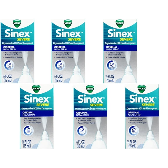 Vicks Sinex Severe Original Nasal Spray Congestion Relief, 0.50 fl oz - 6 Pack