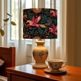 thumbnail image 6 of Boho Linen Drum Lampshades Magical Pink Winged Floral Garden Gold Accents 13"x13"x10" Light Shade for Table Lamps Floor Lamp Shades Lampshade Replacement Assembly Required, 6 of 8