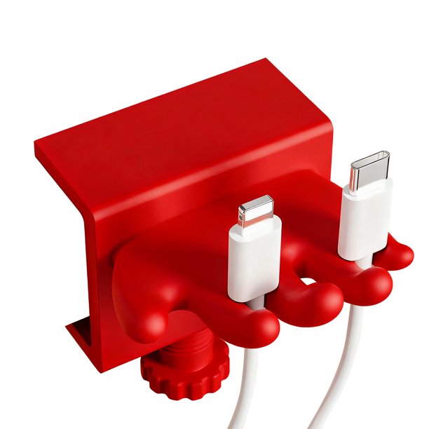 Organizador de cables con clip para almacenamiento de cables de datos y abrazadera de escritorio ajustable para uso en el hogar y la oficina.